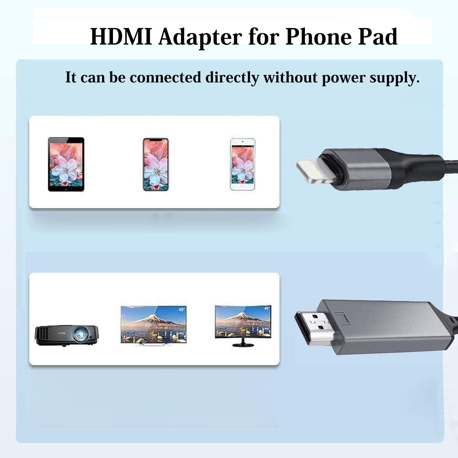 Adaptateur Lightning vers HDMI, câble de chargement HDTV 4K (2 m) Adaptateur Lightning vers HDMI, câble de chargement HDTV 4K (2 m)